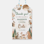 Schattigee bosdieren 1e verjaardagsfeest cadeaulabel (Achterkant)