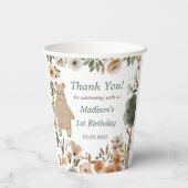 Schattigee bosdieren 1e verjaardagsfeest papieren bekers (Achterkant)