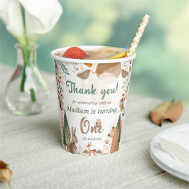 Schattigee bosdieren 1e verjaardagsfeest papieren bekers