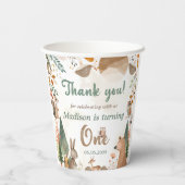 Schattigee bosdieren 1e verjaardagsfeest papieren bekers (Achterkant)