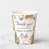 Schattigee bosdieren 1e verjaardagsfeest papieren bekers (Voorkant)