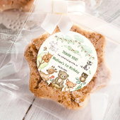 Schattigee bosdieren 1e verjaardagsfeest ronde sticker