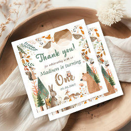 Schattigee bosdieren 1e verjaardagsfeest servet