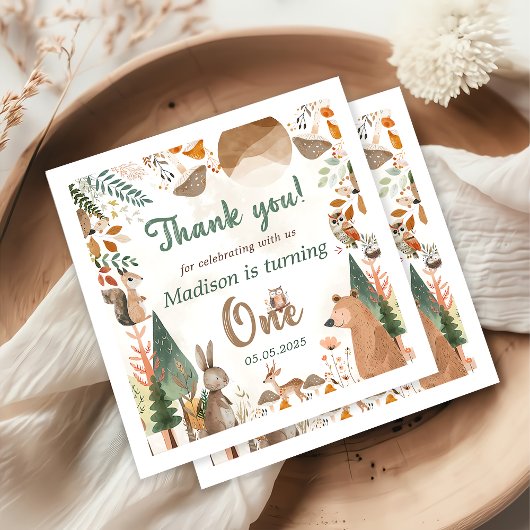 Schattigee bosdieren 1e verjaardagsfeest servet
