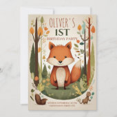 Schattigee bosdieren 1e verjaardagsfeestje kaart (Voorkant)