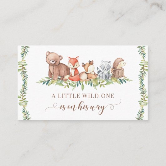 Schattigee bosdieren baby boy luier loterijkaarten informatiekaartje (Achterkant)