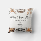 Schattigee bosdieren Baby Geboortestatistieken Kussen (Achterkant)