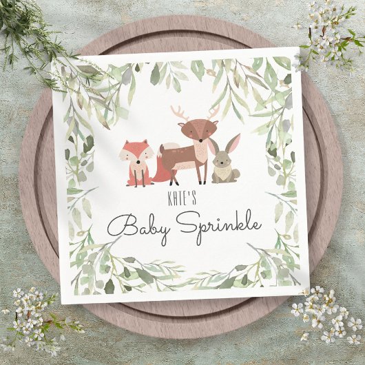 Schattigee bosdieren Baby sprinkle douche Servet