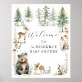 Schattigee bosdieren Beer herten Baby shower Poster (Voorkant)