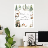 Schattigee bosdieren Beer herten Baby shower Poster (Thuiskantoor)