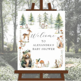 Schattigee bosdieren Beer herten Baby shower Poster