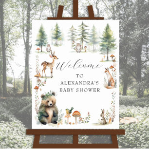 Schattigee bosdieren Beer herten Baby shower Poster