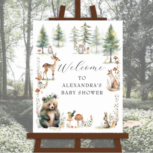 Schattigee bosdieren Beer herten Baby shower Poster