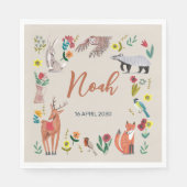 Schattigee bosdieren Beige Baby shower Servet (Voorkant)