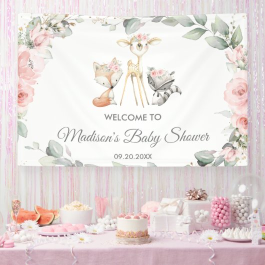 Schattigee bosdieren bloemendieren Baby shower ach Spandoek (Feest)