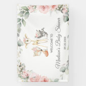 Schattigee bosdieren bloemendieren Baby shower ach Spandoek (Verticaal)