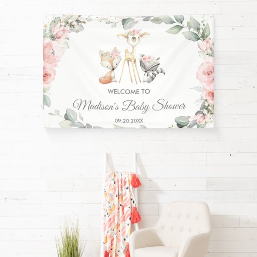 Schattigee bosdieren bloemendieren Baby shower ach Spandoek (Insitu)