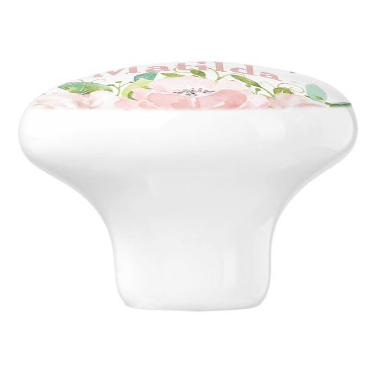 Schattigee bosdieren blozen roze bloemenkwekerij keramische knop (Zijkant)