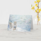 Schattigee bosdieren bobbats in sneeuwbegroeting kaart (Gele Bloem)