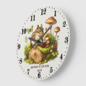 Schattigee bosdieren boek boek boek lezen liefhebb grote klok (Hoek)