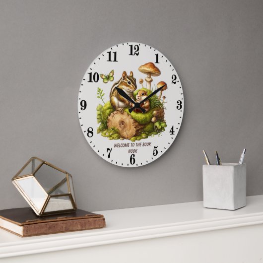 Schattigee bosdieren boek boek boek lezen liefhebb grote klok (Kantoor)