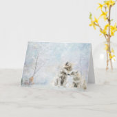 Schattigee bosdieren coyotes in sneeuwgroet kaart (Gele Bloem)