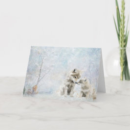 Schattigee bosdieren coyotes in sneeuwgroet kaart