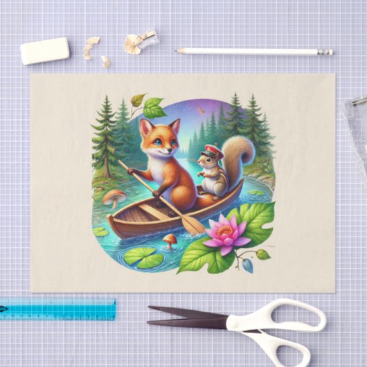 Schattigee bosdieren decoupage vosseneekhoorn tissuepapier (Craft)