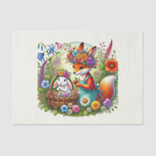 Schattigee bosdieren decoupage vossenkonijn tissuepapier