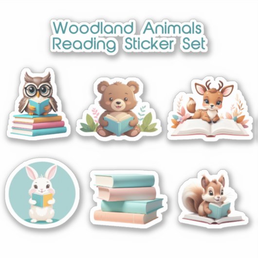 Schattigee bosdieren die boeken lezen Verhaallijn Sticker (Voorkant)