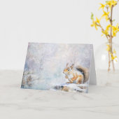Schattigee bosdieren eekhoorn in sneeuwgroet kaart (Gele Bloem)