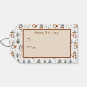 Schattigee bosdieren eekhoorns in de winter cadeaulabel