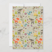 Schattigee bosdieren en bloemen verjaardagsuitnodi kaart (Achterkant)
