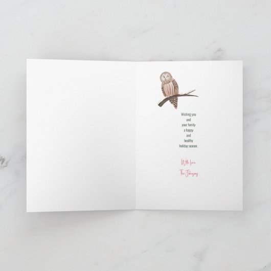 Schattigee bosdieren groen bos kerst feestdagen kaart (Binnen)