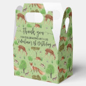 Schattigee bosdieren groen weidepatroon bedankdoosjes (Geopend)