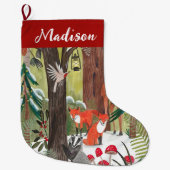 Schattigee bosdieren Groene Kerstmis Grote Kerstsok (Voorkant)