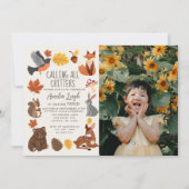 Schattigee bosdieren Herfstfoto Kinderen Verjaarda Kaart (Voorkant)