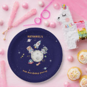 Schattigee bosdieren in de ruimte jarig papieren bordje (Feest)