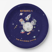 Schattigee bosdieren in de ruimte jarig papieren bordje (Voorkant)