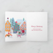 Schattigee bosdieren in de sneeuw Vrolijk kerstfee Feestdagen Kaart (Binnen)