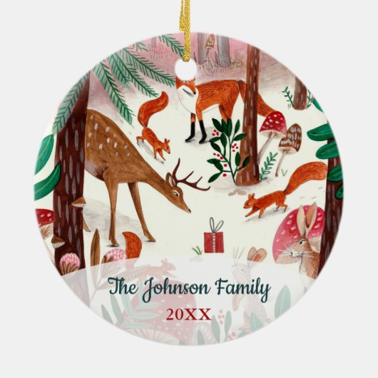 Schattigee bosdieren kerst keramisch ornament (Achterkant)