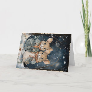 Schattigee bosdieren kerstgroet kaart