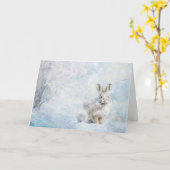 Schattigee bosdieren konijn in sneeuwgroet kaart (Gele Bloem)