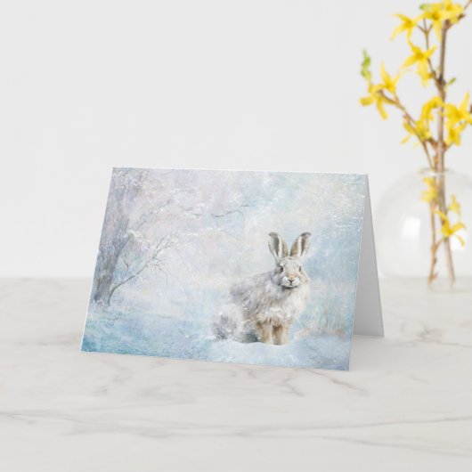 Schattigee bosdieren konijn in sneeuwgroet kaart (Gele Bloem)