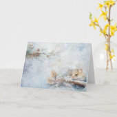 Schattigee bosdieren muis in sneeuwgroet kaart (Gele Bloem)