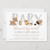 Schattigee bosdieren neutraal Baby shower per post Kaart (Voorkant)