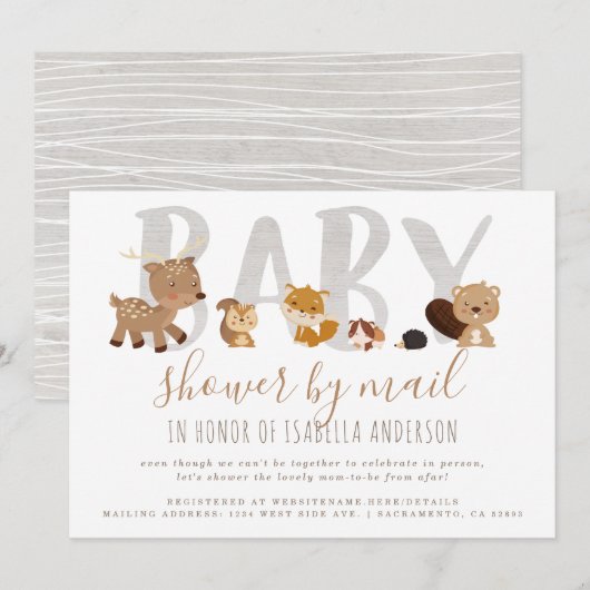 Schattigee bosdieren neutraal Baby shower per post Kaart (Voorkant / Achterkant)