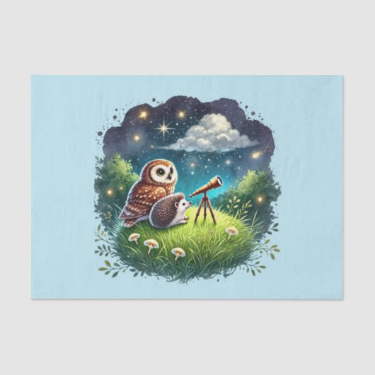 Schattigee bosdieren ontkoppelen uil egel tissuepapier (Voorkant)