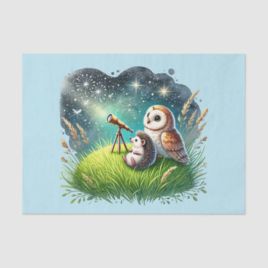 Schattigee bosdieren ontkoppelen uil egel tissuepapier (Voorkant)