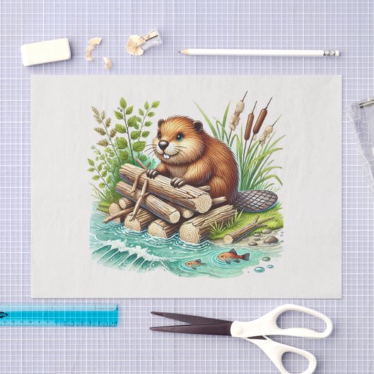 Schattigee bosdieren ontkoppelingsbever tissuepapier (Craft)